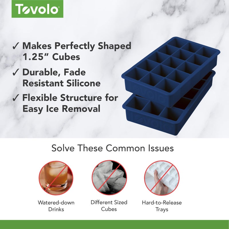 Tovolo Silicone Ice Cube Tray Deep Indigo Pack of 2 BPA Free Ice Tray Mold for Coffee Drinks Cocktails, Dishwasher Safe Easy Release Perfect 1 Inch Cube Ice Tray for Whiskey Bourbon Spirits - Image 3